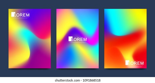 Modern vector template for brochure, leaflet, flyer, cover, catalog in A4 size. Abstract fluid 3d shapes vector trendy liquid colors backgrounds set. Colored fluid graphic composition illustration