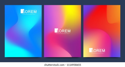 Modern vector template for brochure, leaflet, flyer, cover, catalog in A4 size. Abstract fluid 3d shapes vector trendy liquid colors backgrounds set. Colored fluid graphic composition illustration