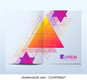 Modern vector template for brochure, Leaflet, flyer, advert, cover, banner, catalog, magazine or annual report. Abstract triangle background texture design poster, Bright stripes and vector shapes