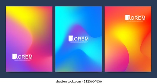 Modern vector template for brochure leaflet flyer cover banner catalog in A4 size. Abstract fluid 3d shapes vector trendy liquid colors backgrounds set. Colored fluid graphic composition illustration