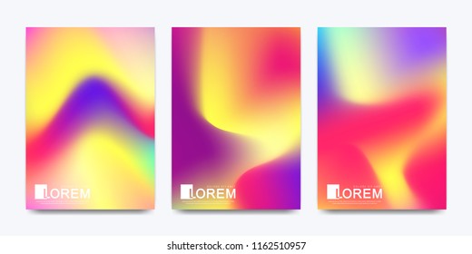 Modern vector template for brochure leaflet flyer cover banner catalog in A4 size. Abstract fluid 3d shapes vector trendy liquid colors backgrounds set. Colored fluid graphic composition illustration