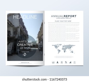 Modern vector template for brochure, Leaflet, flyer, advert, cover, catalog, magazine or annual report. Card surface, urban cityscape, blurred image, urban landscape