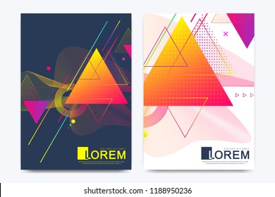 Modern vector template for brochure, Leaflet, flyer, advert, cover, banner, catalog, magazine or annual report. Abstract triangle background texture design poster, Bright stripes and vector shapes
