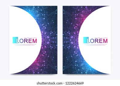 Modern vector template for brochure, leaflet, flyer, cover, banner, catalog, magazine or annual report. Business, science and technology design book layout. Presentation with mandala. Card surface.