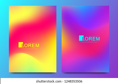 Modern vector template for brochure, leaflet, flyer, cover, catalog in A4 size. Abstract fluid 3d shapes vector trendy liquid colors backgrounds set. Colored fluid graphic composition illustration.