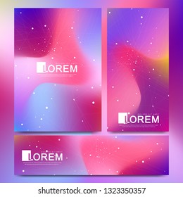 Modern vector template for brochure, leaflet, flyer, cover, catalog in A4 size. Abstract fluid 3d shapes vector trendy liquid colors backgrounds set. Colored fluid graphic composition illustration.