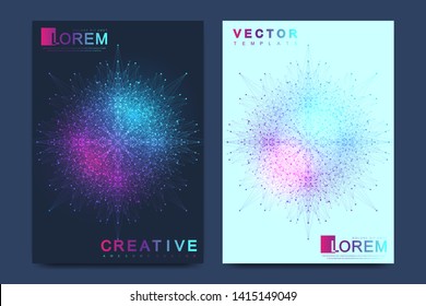 Modern vector template for brochure, leaflet, flyer, cover, catalog, magazine or annual report in A4 size. Business, science and technology design book layout. Presentation with mandala. Card surface