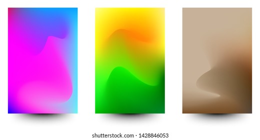 Modern vector template for brochure, leaflet, flyer, cover. Abstract fluid 3d shapes vector trendy liquid colors backgrounds set. Colored fluid graphic composition illustration