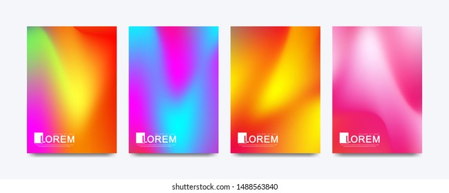 Modern vector template for brochure, leaflet, flyer, poster, cover, catalog in A4 size. Abstract fluid shapes vector trendy liquid color background set. Colored fluid graphic composition illustration