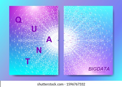 Modern vector template for brochure leaflet flyer cover banner catalog magazine annual report. Quantum technology. Futuristic explosion design. Big data visualization. Artificial intelligence.