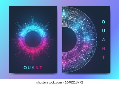 Modern vector template for brochure leaflet flyer cover banner catalog magazine annual report. Quantum technology. Futuristic explosion design. Big data visualization. Artificial intelligence.