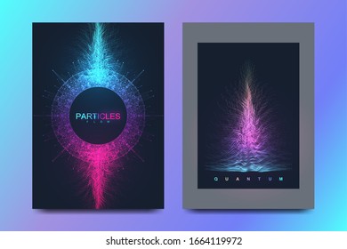 Modern vector template for brochure leaflet flyer cover banner catalog magazine annual report. Quantum technology. Futuristic explosion design. Big data visualization. Artificial intelligence.