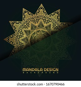 Modern vector template for brochure, Leaflet, flyer, cover, magazine or annual report. A4 size. Business, science, medicine and technology design book layout. Abstract presentation with golden mandala