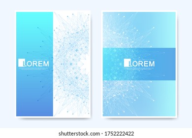 Modern vector template for brochure leaflet flyer cover banner catalog magazine annual report. Quantum technology. Futuristic explosion design. Big data visualization. Artificial intelligence.