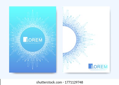 Modern Vector Template For Brochure Leaflet Flyer Cover Banner Catalog Magazine Annual Report. Quantum Technology. Futuristic Explosion Design. Big Data Visualization. Artificial Intelligence.