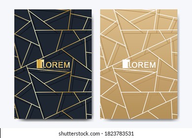 Modern vector template for brochure, leaflet, flyer, advert, cover, magazine or annual report in the A4 size. Golden company style for brandbook and guideline. Art deco style