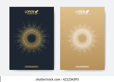 Modern vector template for brochure, Leaflet, flyer, cover, magazine or annual report. A4 size. Business, science, medicine and technology design book layout. Abstract presentation. Round molecule