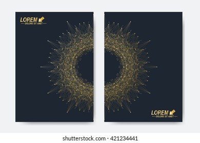 Modern vector template for brochure, Leaflet, flyer, cover, magazine or annual report. A4 size. Business, science, medicine and technology design book layout. Abstract presentation with round molecule
