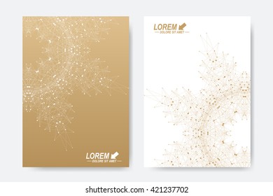 Modern vector template for brochure, Leaflet, flyer, cover, magazine or annual report. A4 size. Business, science, medicine and technology design book layout. Abstract presentation. Round molecule