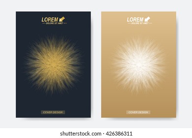 Modern vector template for brochure, Leaflet, flyer, cover, magazine or annual report. A4 size. Business, science, medicine and technology design book layout. Abstract presentation with golden mandala