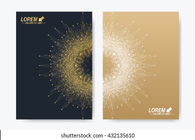 Modern vector template for brochure, Leaflet, flyer, cover, magazine or annual report. A4 size. Business, science, medicine and technology design book layout. Abstract presentation with golden mandala