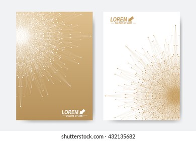 Modern vector template for brochure, Leaflet, flyer, cover, magazine or annual report. A4 size. Business, science, medicine and technology design book layout. Abstract presentation with golden mandala