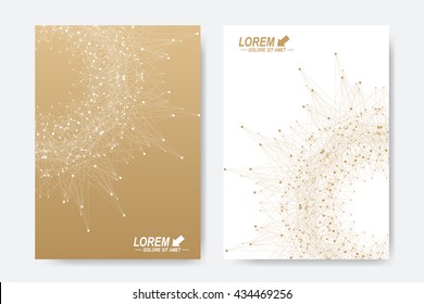 Modern vector template for brochure, Leaflet, flyer, cover, magazine or annual report. A4 size. Business, science, medicine and technology design book layout. Abstract presentation with golden mandala
