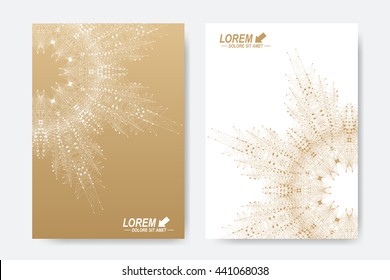 Modern vector template for brochure, Leaflet, flyer, cover, magazine or annual report. A4 size. Business, science, medicine and technology design book layout. Abstract presentation with golden mandala