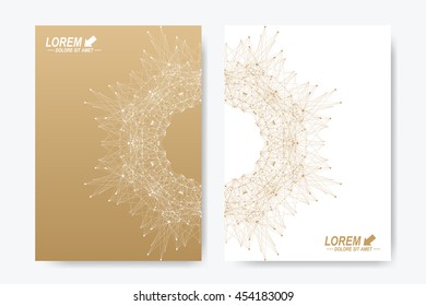 Modern vector template for brochure, Leaflet, flyer, cover, magazine or annual report. A4 size. Business, science, medicine and technology design book layout. Abstract presentation with golden mandala