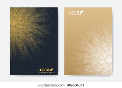 Modern vector template for brochure, Leaflet, flyer, cover, magazine or annual report. A4 size. Business, science, medicine and technology design book layout. Abstract presentation with golden mandala