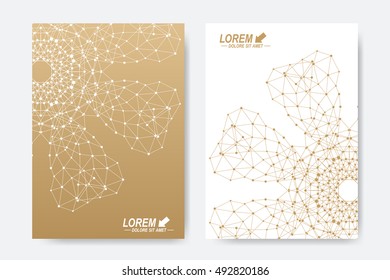 Modern vector template for brochure, Leaflet, flyer, cover, magazine or annual report. A4 size. Business, science, medicine and technology design book layout. Abstract presentation with golden mandala