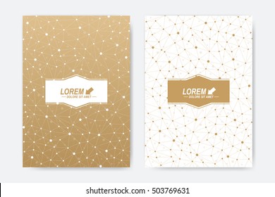 Modern vector template for brochure Leaflet flyer advert cover magazine or annual report. Modern stylish polygonal pattern. Molecule and communication background for medicine, science, chemistry
