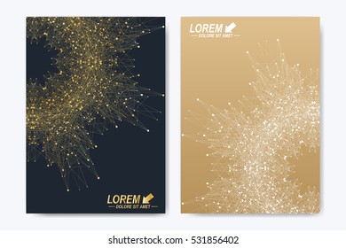 Modern vector template for brochure, leaflet, flyer, cover, magazine or annual report. Golden layout in A4 size. Business, science and technology design book layout. Presentation with golden mandala