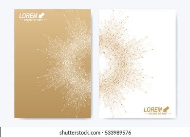 Modern vector template for brochure leaflet flyer cover catalog magazine or annual report. Golden layout in A4 size. Business, science and technology design book layout. Presentation with mandala