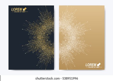 Modern vector template for brochure leaflet flyer cover catalog magazine or annual report. Golden layout in A4 size. Business, science and technology design book layout. Presentation with mandala.