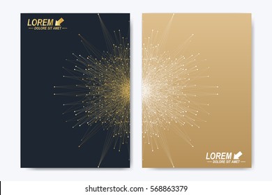 Modern vector template for brochure, leaflet, flyer, cover, catalog, magazine or annual report in A4 size. Business, science and technology design book layout. Presentation with golden mandala