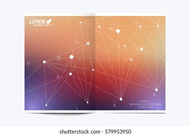 Modern vector template for brochure, Leaflet, flyer, advert, cover, catalog, magazine or annual report. Business, science, medical design. Scientific cybernetic dots. Lines plexus. Card surface