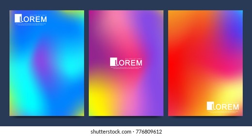 Modern vector template for brochure, leaflet, flyer, cover, catalog in A4 size. Abstract fluid 3d shapes vector trendy liquid colors backgrounds set. Colored fluid graphic composition illustration