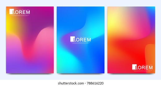 Modern vector template for brochure, leaflet, flyer, cover, catalog in A4 size. Abstract fluid 3d shapes vector trendy liquid colors backgrounds set. Colored fluid graphic composition illustration