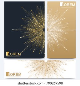 Modern vector template for brochure, leaflet, flyer, cover, catalog, magazine or annual report in A4 size. Business, science and technology design book layout. Presentation with golden mandala