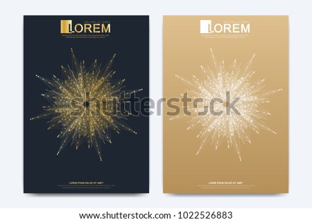 Modern vector template for brochure Leaflet flyer advert cover catalog magazine or annual report. Golden layout in A4 size. Business, science and technology design. Presentation with golden mandala