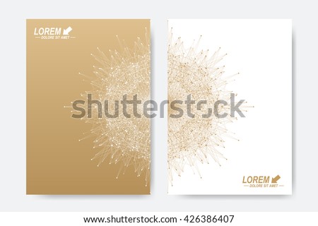 Modern vector template for brochure, Leaflet, flyer, cover, magazine or annual report. A4 size. Business, science, medicine and technology design book layout. Abstract presentation with golden mandala