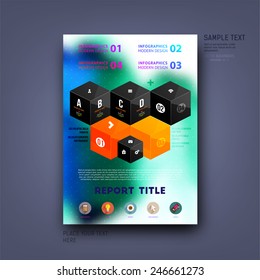 Plantilla vectorial moderna para folletos empresariales, informes, afiches, pancartas o diseños de volante. Fondo Desdibujado.