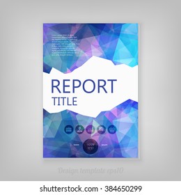 Modern Vector Template for Business Brochure, Report Design with modern geometric triangular shapes on blue background