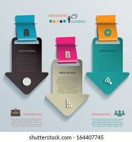 Modern vector template business infographics design with arrows (can be used for your presentation, web design, website layout, diagram, workflow layout, numbers options, education)