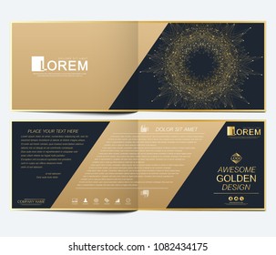 Modern vector template for horizontal brochure, leaflet, flyer, cover, catalog, magazine or annual report. Business, science and technology design book layout. Presentation with mandala. Card surface