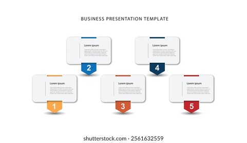 Modern vector template infographic with 5 step process 