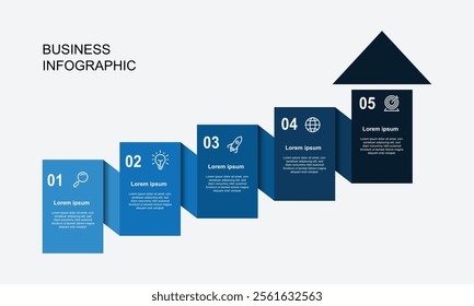 Modern vector template infographic with 5 step process 