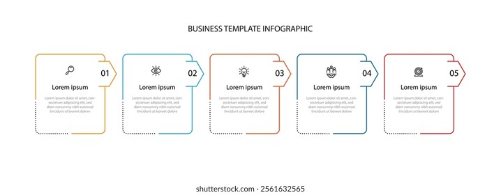 Modern vector template infographic with 5 step process 