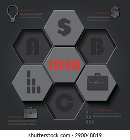 Modern vector template infographic for business project or presentation can be used for web design, workflow or graphic layout, diagram, education